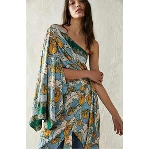 Free People Dress NWT $228 Pardon My French Green Small Wrap Maxi Boho Long